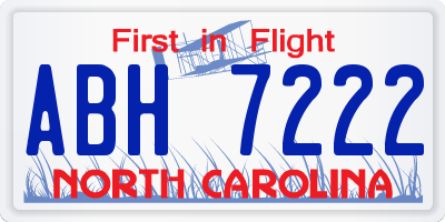 NC license plate ABH7222