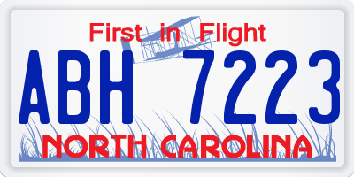 NC license plate ABH7223