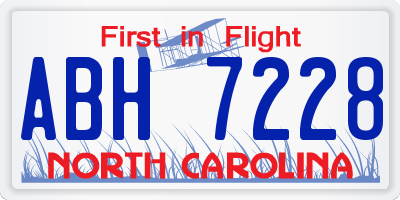 NC license plate ABH7228