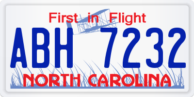 NC license plate ABH7232