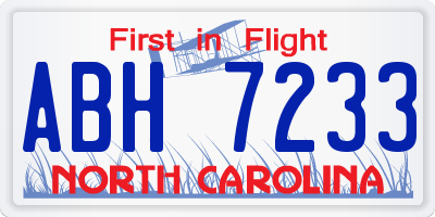 NC license plate ABH7233