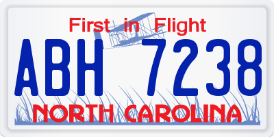NC license plate ABH7238