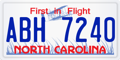 NC license plate ABH7240