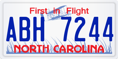 NC license plate ABH7244