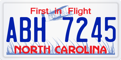 NC license plate ABH7245