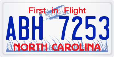 NC license plate ABH7253