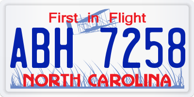 NC license plate ABH7258