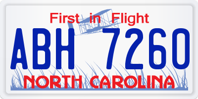 NC license plate ABH7260