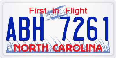 NC license plate ABH7261
