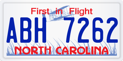 NC license plate ABH7262
