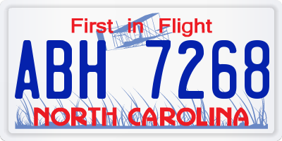 NC license plate ABH7268