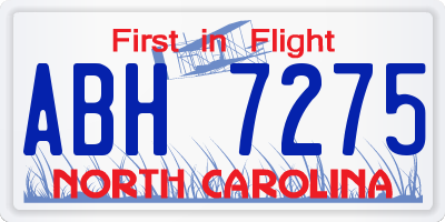NC license plate ABH7275