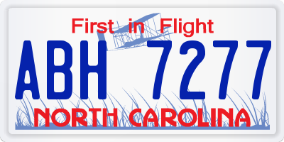 NC license plate ABH7277