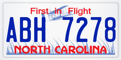 NC license plate ABH7278