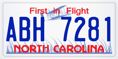 NC license plate ABH7281