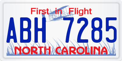 NC license plate ABH7285