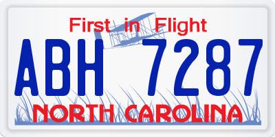 NC license plate ABH7287