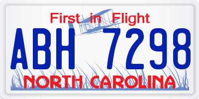 NC license plate ABH7298