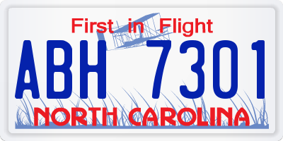 NC license plate ABH7301