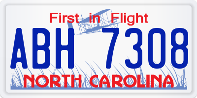 NC license plate ABH7308