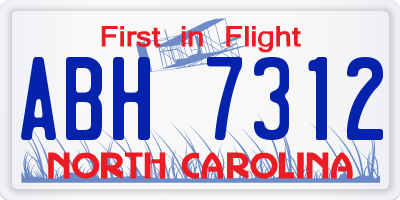 NC license plate ABH7312