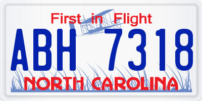 NC license plate ABH7318