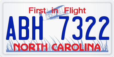 NC license plate ABH7322