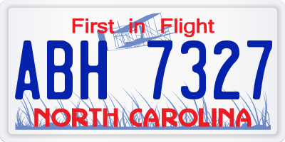 NC license plate ABH7327