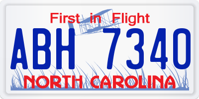 NC license plate ABH7340