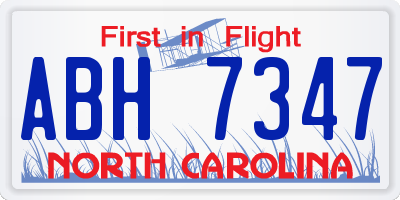 NC license plate ABH7347