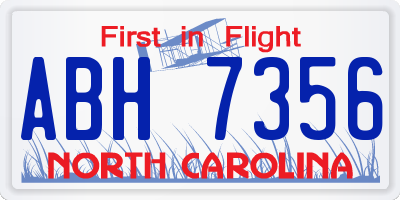 NC license plate ABH7356