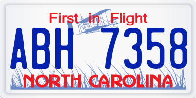 NC license plate ABH7358