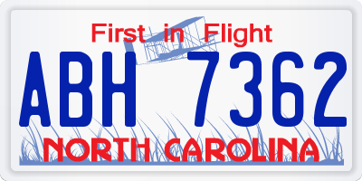 NC license plate ABH7362