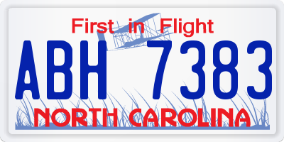 NC license plate ABH7383