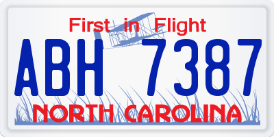 NC license plate ABH7387