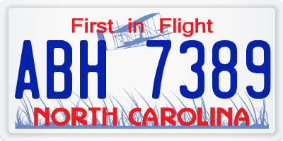 NC license plate ABH7389