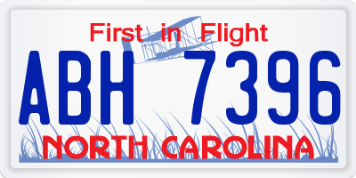 NC license plate ABH7396
