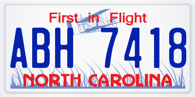 NC license plate ABH7418