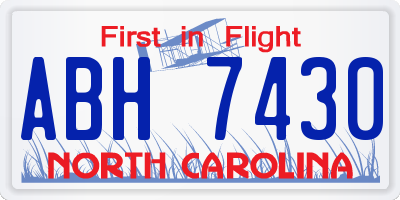NC license plate ABH7430