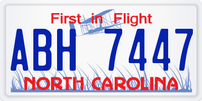 NC license plate ABH7447