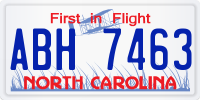 NC license plate ABH7463