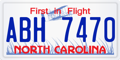 NC license plate ABH7470