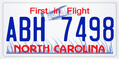NC license plate ABH7498