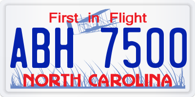 NC license plate ABH7500