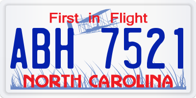 NC license plate ABH7521