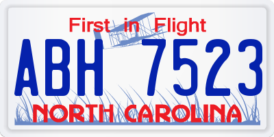 NC license plate ABH7523