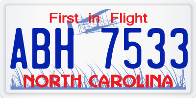 NC license plate ABH7533