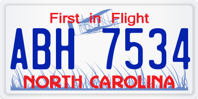 NC license plate ABH7534