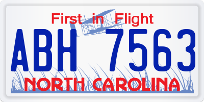 NC license plate ABH7563