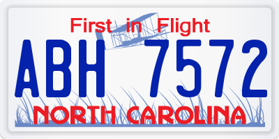 NC license plate ABH7572